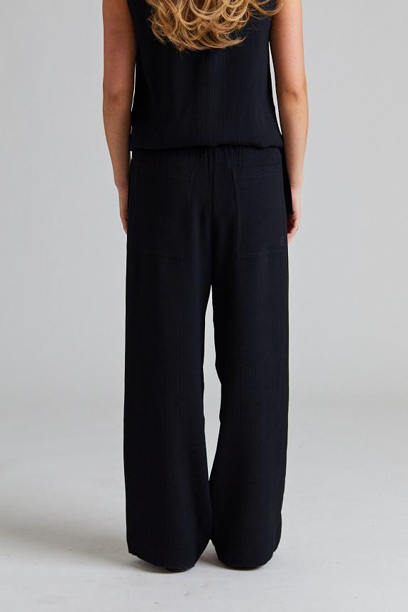 Toteme Woven Stripe Drawstring Trousers Black 